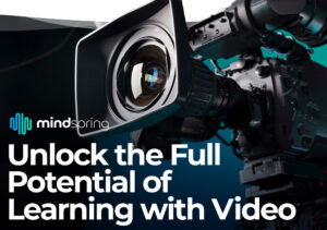 An image of a production level video camera with a gradient green screen and the article title overlayed